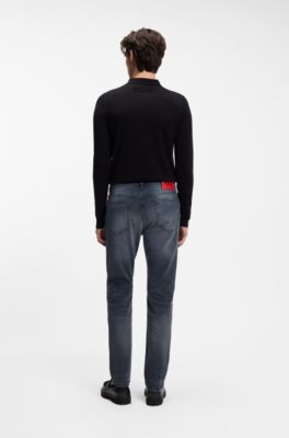 Slim-fit jeans in ash-blue stretch denim, Blue