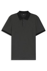 Cotton polo shirt with bubble structure, Dark Grey