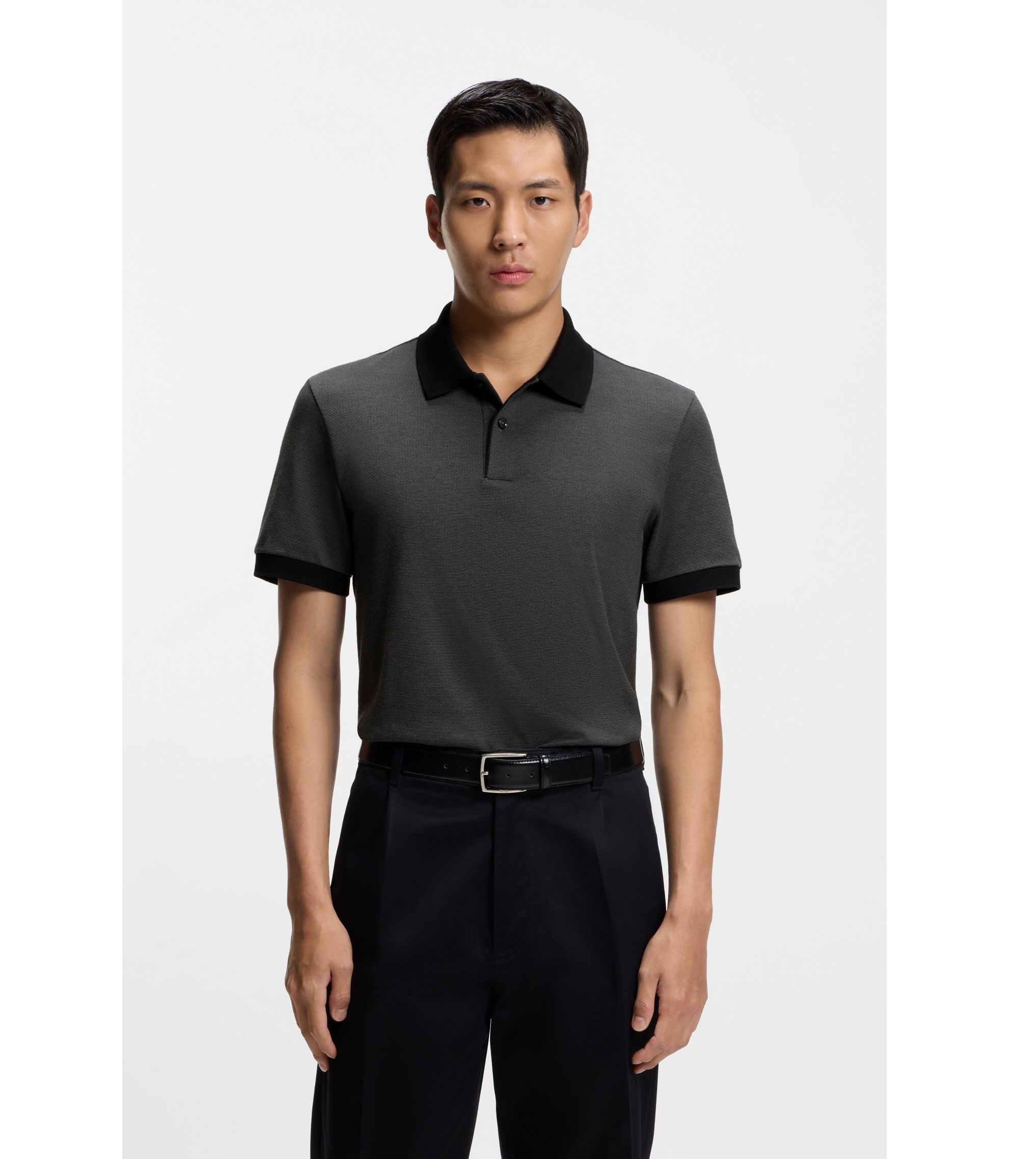 Poloshirt aus Baumwolle mit Blasen-Struktur