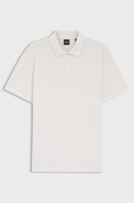 Cotton polo shirt with bubble structure, White