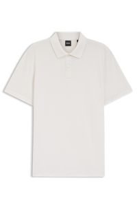 Cotton polo shirt with bubble structure, White