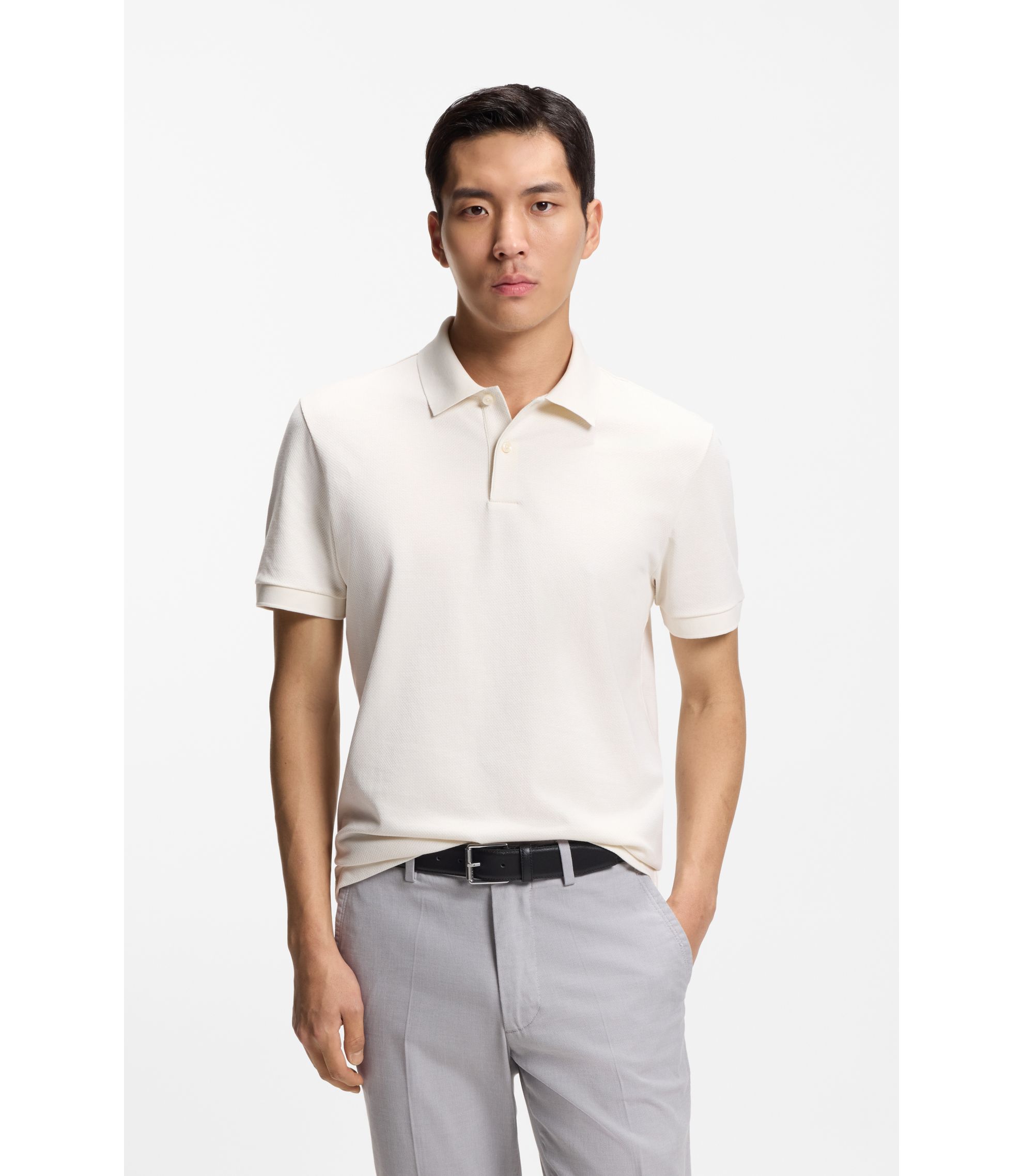 Poloshirt aus Baumwolle mit Blasen-Struktur