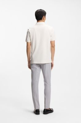 Cotton polo shirt with bubble structure, Natural