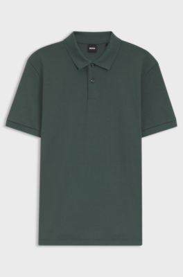 Cotton polo shirt with bubble structure, Light Green