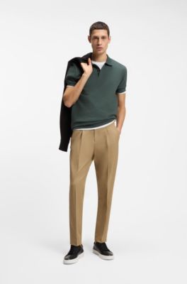 Cotton polo shirt with bubble structure, Light Green