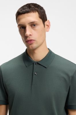 Cotton polo shirt with bubble structure, Light Green