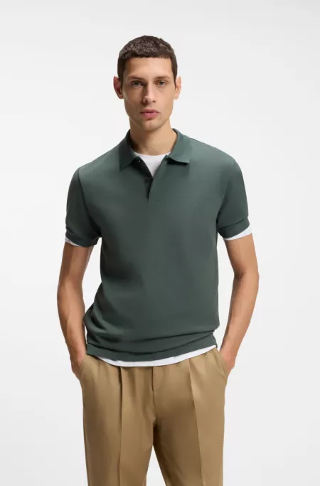 Cotton polo shirt with bubble structure