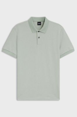 Cotton polo shirt with bubble structure, Light Green