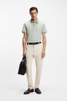 Cotton polo shirt with bubble structure, Light Green