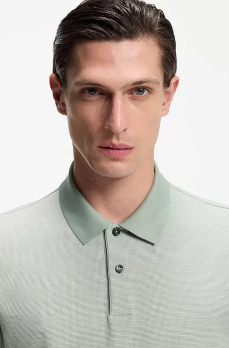 Cotton polo shirt with bubble structure
