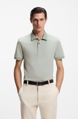 Cotton polo shirt with bubble structure, Light Green