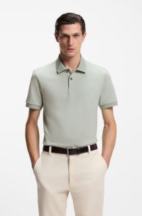 Cotton polo shirt with bubble structure, Light Green