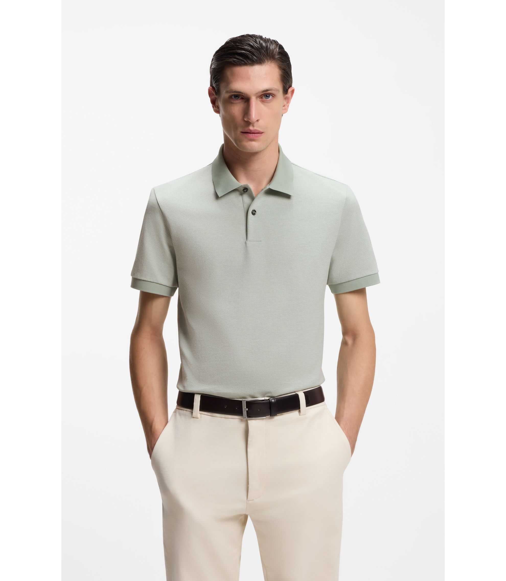 Poloshirt aus Baumwolle mit Blasen-Struktur