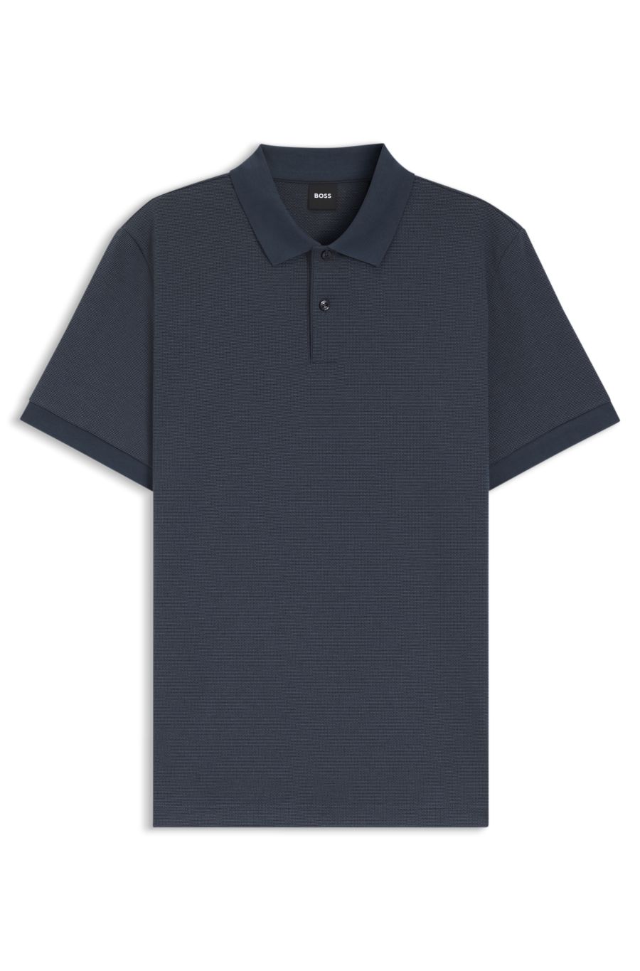 BOSS Bubble-Structure Cotton Polo — Dark Blue