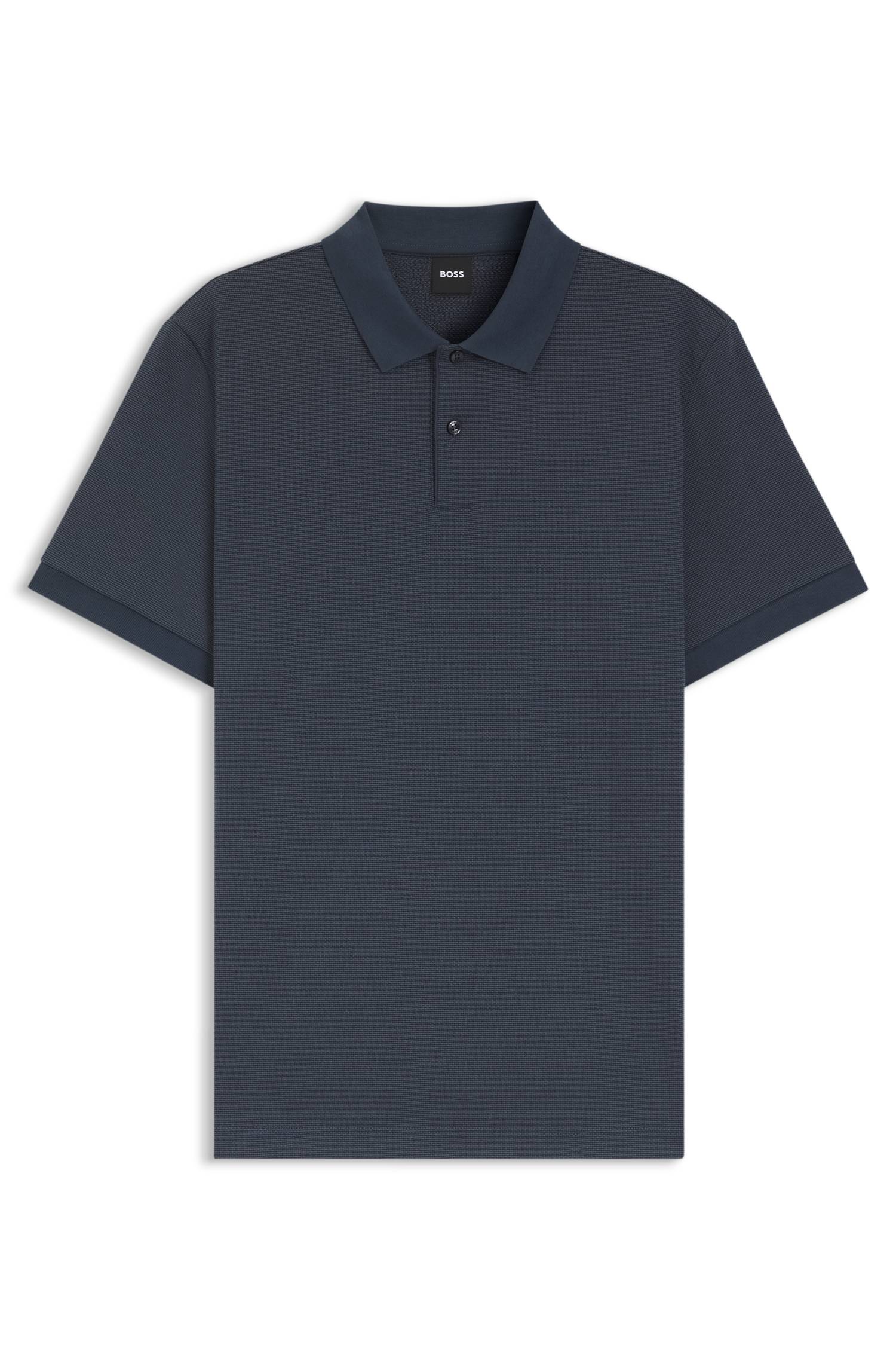 Boss Cotton polo shirt with bubble structure pikéer herr – bild 4
