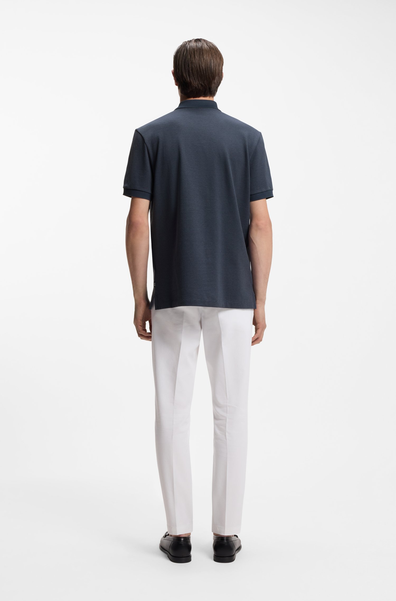 Boss Cotton polo shirt with bubble structure pikéer herr – bild 3