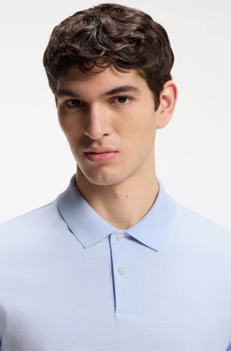 Cotton polo shirt with bubble structure