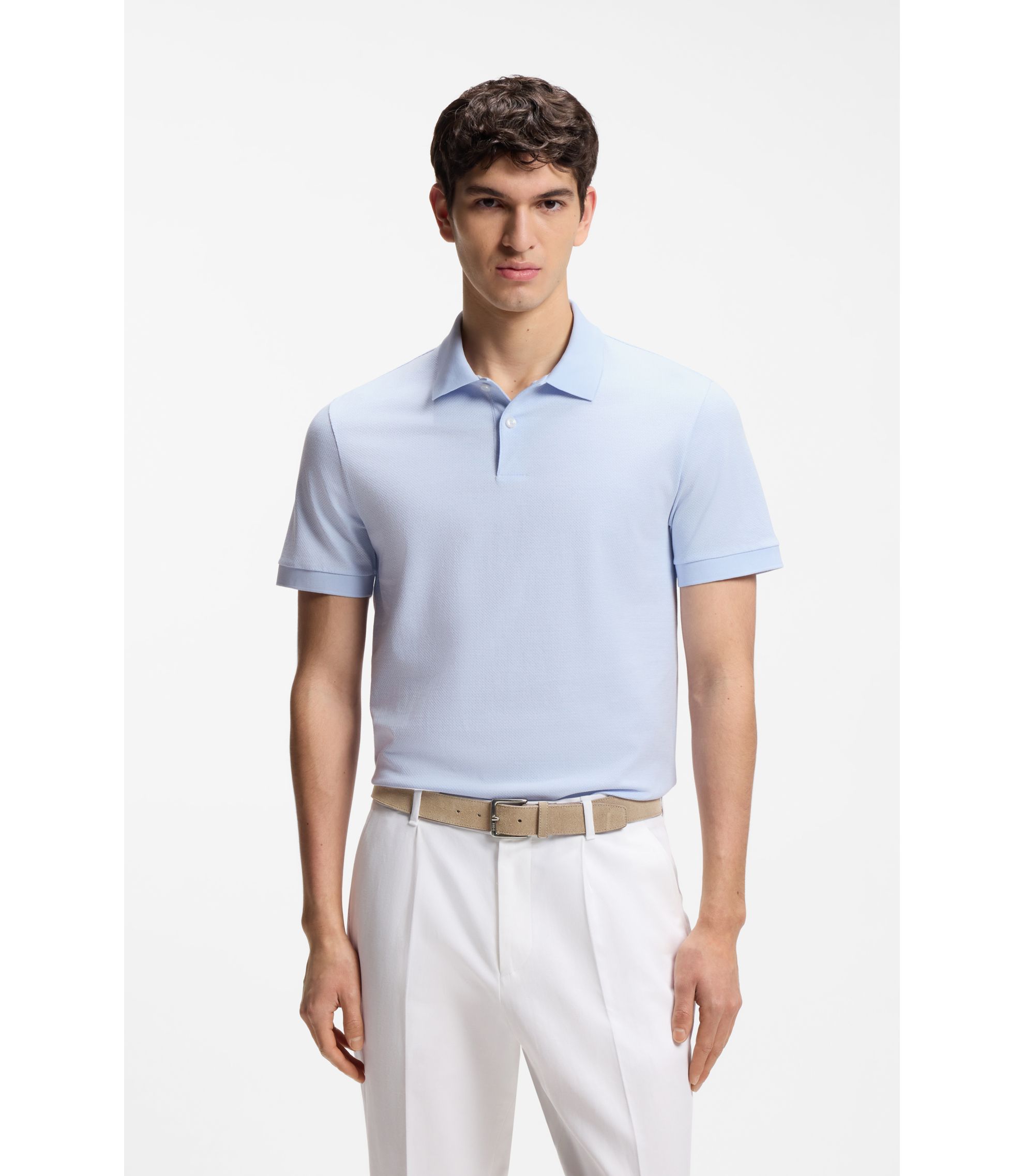 Poloshirt aus Baumwolle mit Blasen-Struktur