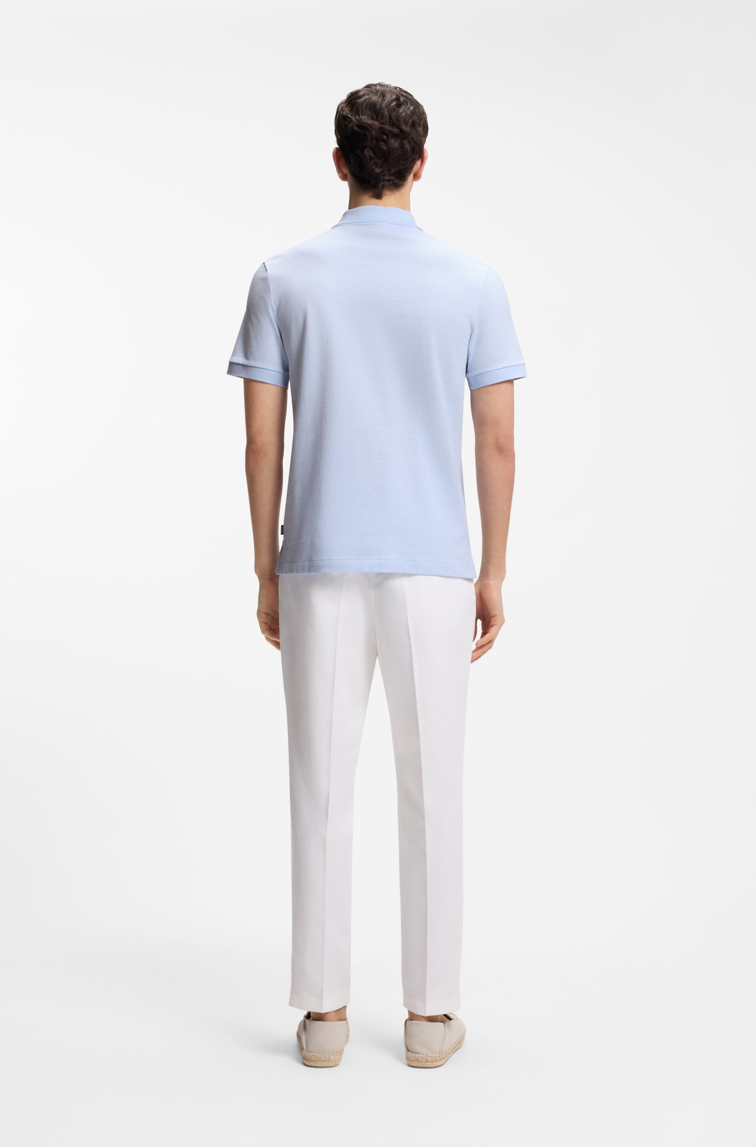 Boss Cotton polo shirt with bubble structure pikéer herr – bild 3