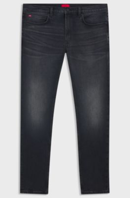 Extra slim-fit jeans van asblauw stretchdenim, Donkerblauw