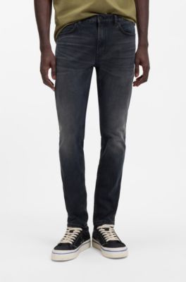 Extra slim-fit jeans van asblauw stretchdenim, Donkerblauw
