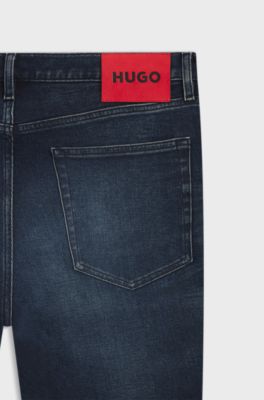 Extra-slim-fit jeans in blue stretch denim, Dark Blue