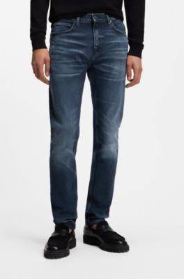 Extra-slim-fit jeans in blue stretch denim, Dark Blue