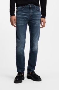 Extra-slim-fit jeans in blue stretch denim, Dark Blue