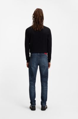 Extra-slim-fit jeans in blue stretch denim, Dark Blue