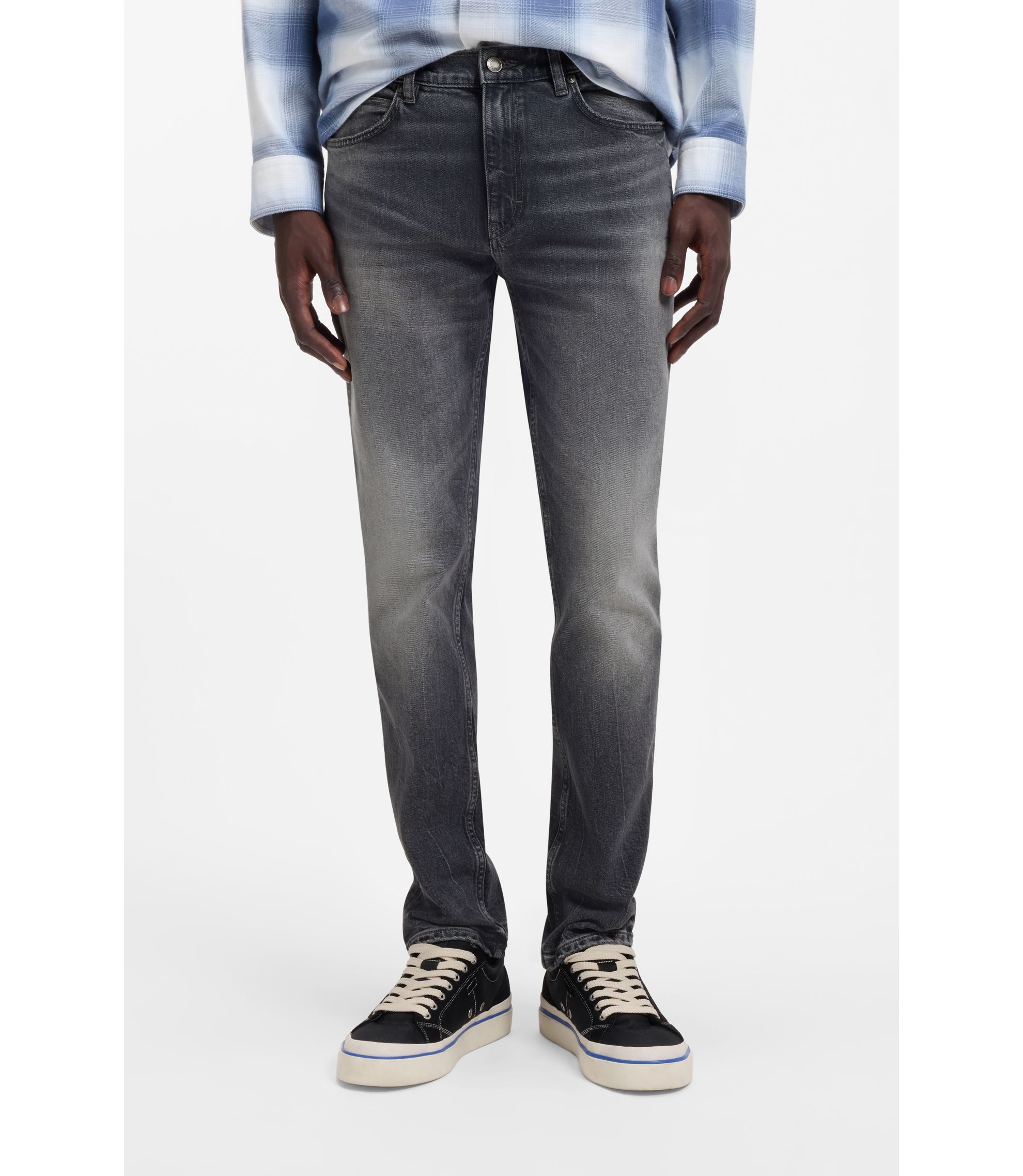 Slim-Fit Jeans aus grauem Stretch-Denim