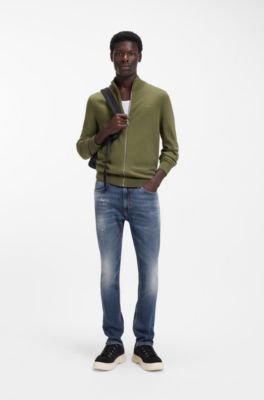 Slim-fit jeans in dark-blue comfort-stretch denim, Dark Blue