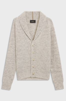 Knitted cardigan in cashmere and wool, Natural