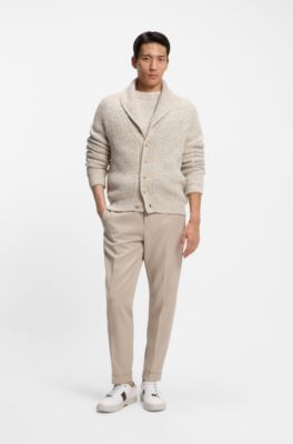 Knitted cardigan in cashmere and wool, Natural