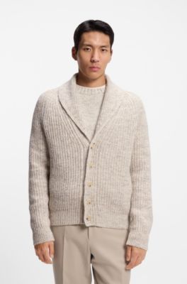 Knitted cardigan in cashmere and wool, Natural