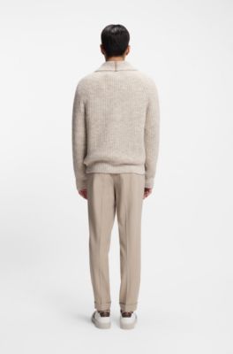 Knitted cardigan in cashmere and wool, Natural