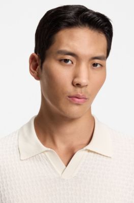 Regular-fit sweater in jacquard-knitted silk, Natural