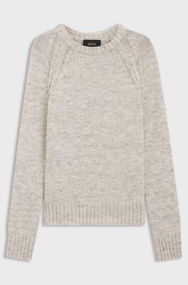 Pull en laine vierge et cachemire imitation tweed, Naturel