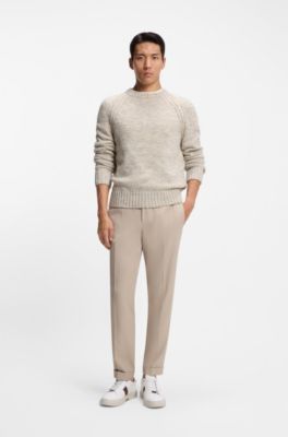 Tweed-effect sweater in cashmere and virgin wool, Natural