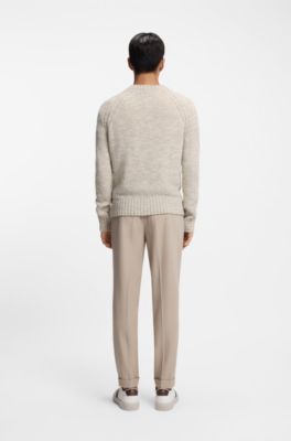 Pull en laine vierge et cachemire imitation tweed, Naturel