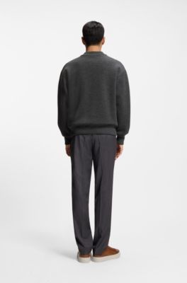 Giacca relaxed fit in lana vergine, Grigio scuro