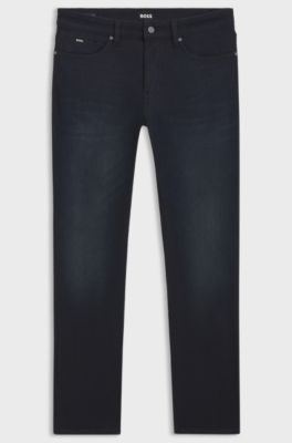 Delaware slim-fit jeans in blue knitted denim, Dark Blue
