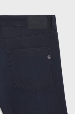 Delaware slim-fit jeans in blue knitted denim, Dark Blue