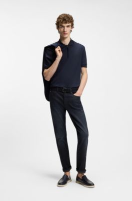 Delaware slim-fit jeans in blue knitted denim, Dark Blue