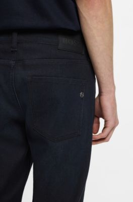 Delaware slim-fit jeans in blue knitted denim, Dark Blue