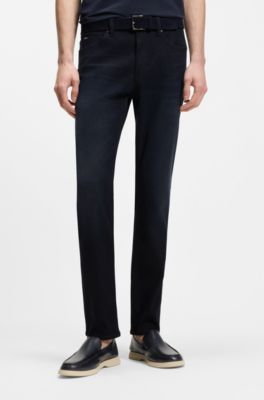 Delaware slim-fit jeans in blue knitted denim, Dark Blue