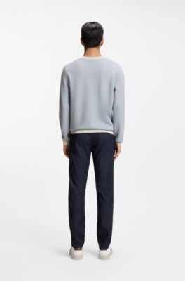 Knitted-structure sweater in cotton and silk, Light Blue