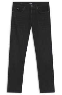 Delaware slim-fit jeans in grey wrinkle-resistant denim, Black