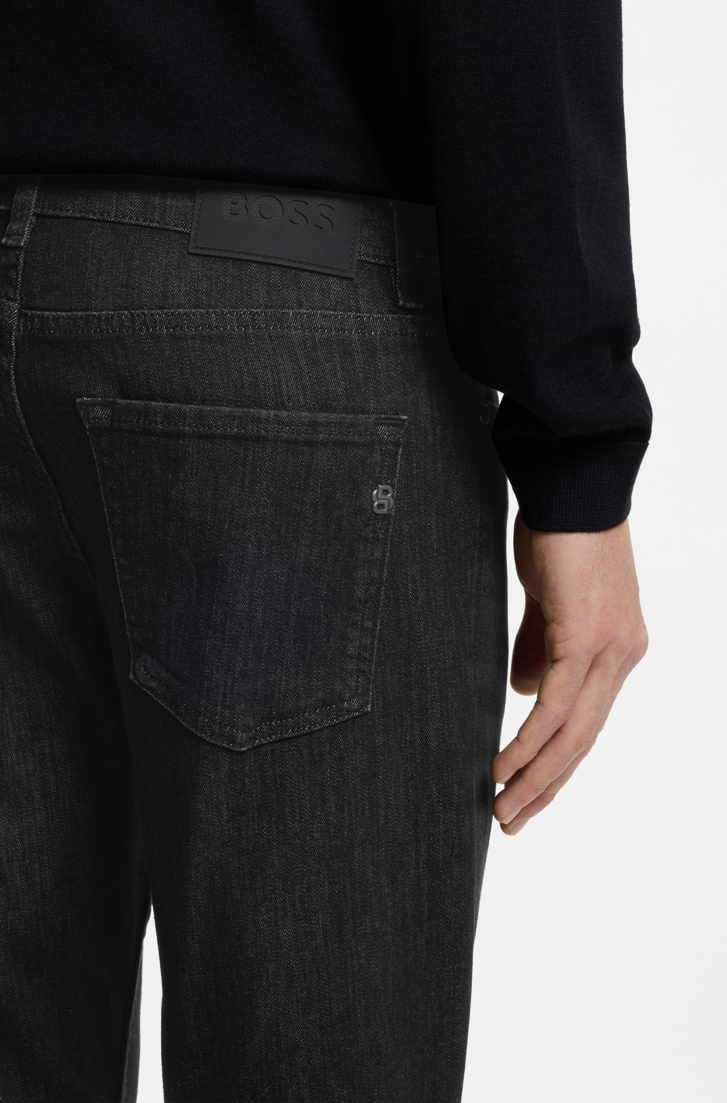 Boss Delaware slim-fit jeans in grey wrinkle-resistant denim herr – bild 3