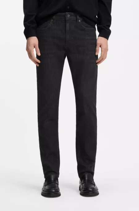 Delaware slim-fit jeans in grey wrinkle-resistant denim