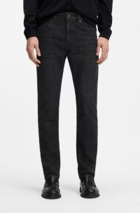 Jean slim Delaware en denim gris infroissable, Noir